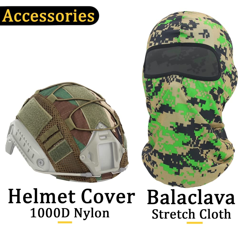 Zestaw hełmu i zestawu słuchawkowego z redukcją szumów, Z goglami, Latarka, Pokrowiec na hełm, Światła błyskowe, Balaclava, Do gier Bbs, Paintball, strzelanie CBQ, polowanie