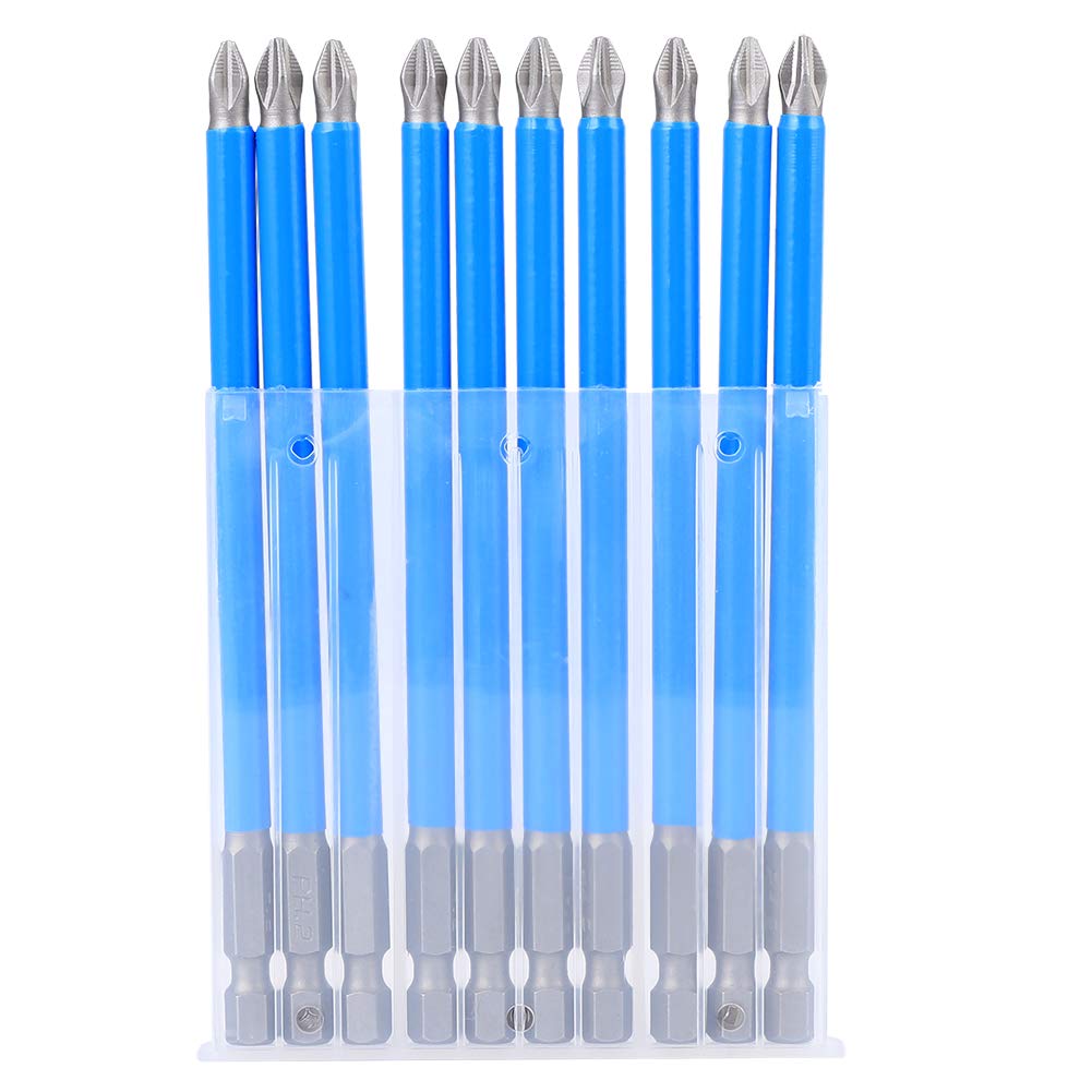 Juego de Puntas de Destornillador, Brocas de Cabeza Phillips, Brocas de Cruz magnéticas Resistentes, 10 Piezas, Antideslizantes, de Acero de aleación S2, para Destornilladores eléctricos manuales