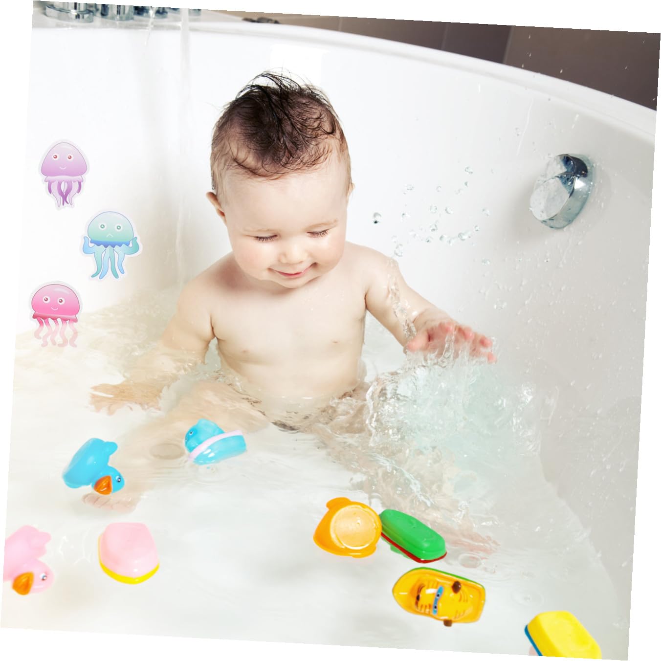IMIKEYA 40piezas Pegatinas Antideslizantes para Bañera Diseño De Animales Marinos Decoración Infantil para Baño Adhesivos Impermeables para Suelo y Paredes