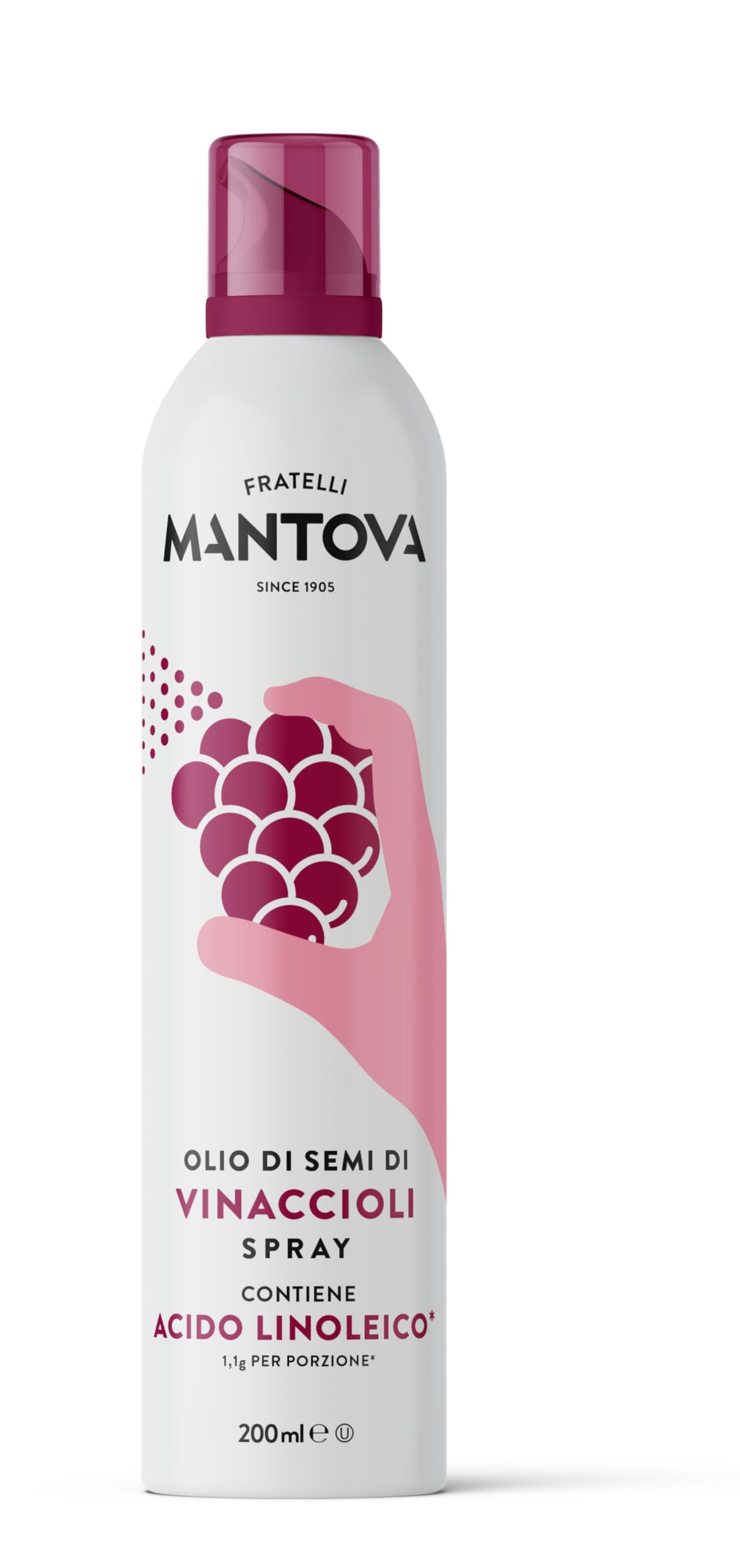 Mantova 100% Pure Grapeseed Oil 200 ml | Rich in Omega-6 and Gluten-free | Oil Spray
