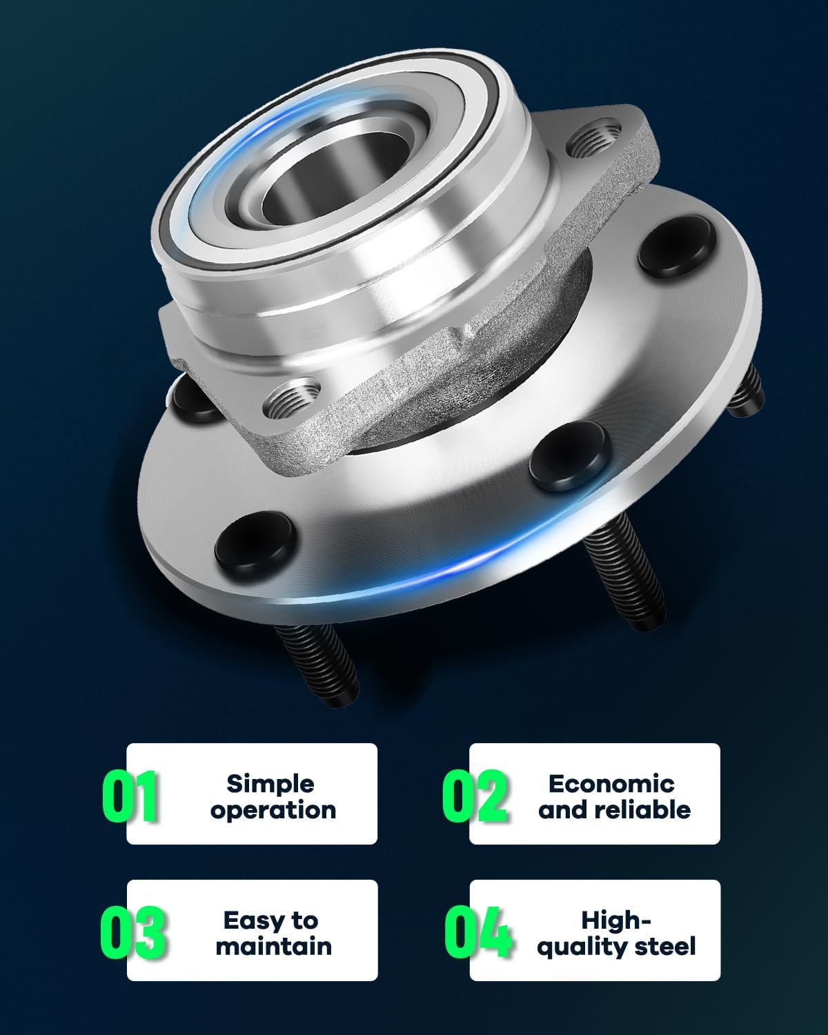 SCITOO Wheel Hub Wheel Bearing Assembly Front 515038 fit for Dodge RAM 1500 Pickup 2000 2001 5 Lugs Wheel Hub Bearing Assemblies Without ABS 2pcs Wheel Hub Bearings