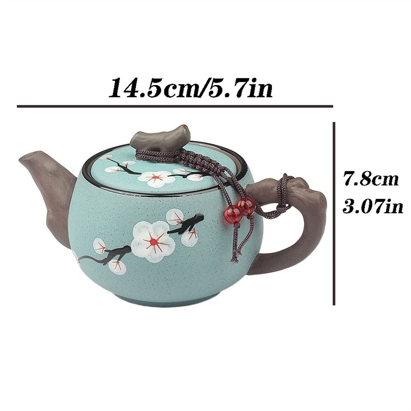 Tetera pequeña de 200 ml con diseño de Ciruela Pintada a Mano, Exquisita Tetera Hecha a Mano, Tetera Sencilla y Elegante de Arena Morada.