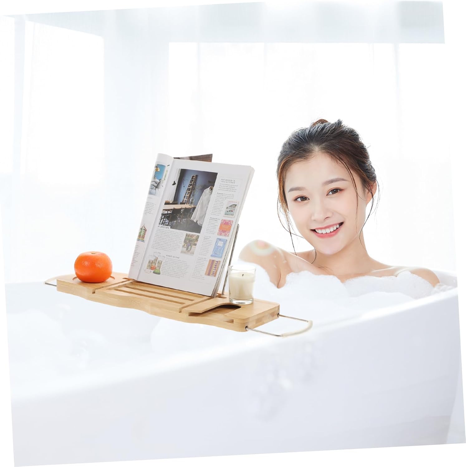 Adjustable Bathtub Tray for Storage Multi Functional Bath Organizer for Snacks Phone Holder for Relaxing Spa Experience Housewarming