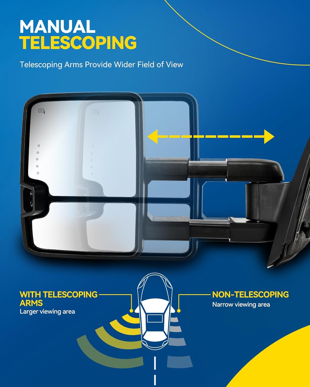 PHILTOP Power Heated Towing Mirrors Fit for Ram 1500 2002-2008,Ram 2500 2003-2009,Ram 3500 2003-2009,Power Glass,Manual Flip Up,Black Housing-1PC