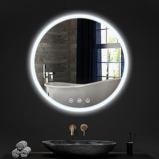 14 Minimalist Bathroom Ideas for Clean Calm Modern Style 145 24 Inch Round LED Bathroom Mirror with Lights - Modern Frameless Wall Va...