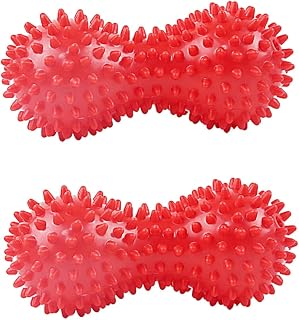 2 Piezas Unidades Masajeador de Bola Forma de Maní Mini Rodillo para Yoga y Masaje de Espalda Hombros Cuello Cintura y Piernas Herramienta para Relajación Muscular Color Rojo
