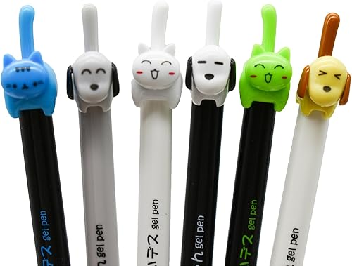 Miniatura 6 de Maydahui 30 bolígrafos retráctiles con forma de gato y perro, para amantes de los gatos, estudiantes, regalos de fiesta, suministros de oficina,
