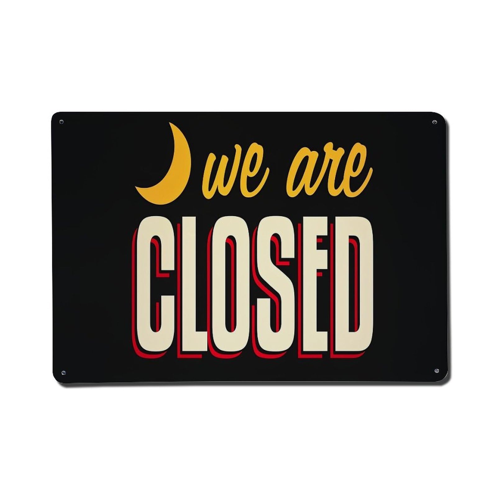 We Are Closed Moon Sign Vintage Tin Sign Retro Metal Wall Decor Metal Poster, Home Bar Garage Farmhouse Cafe Wall Art Decoration 8x12Inches