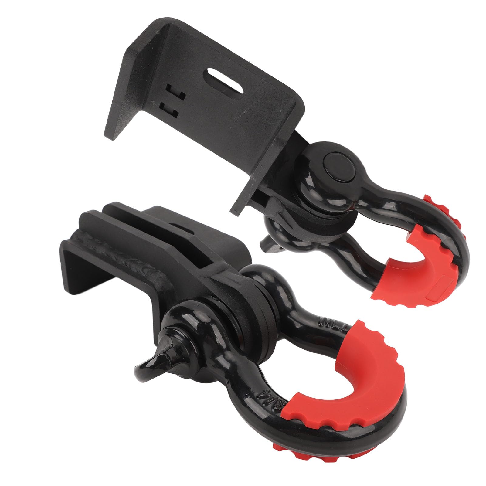 Mocowanie Przedniego Haka Holowniczego Heavy Duty z Pierścieniem 3/4" D do 2009-2023, Odporne na rdzę do Odzyskiwania Pojazdów z Błota/śniegu, Stal Czarna, 2 szt.