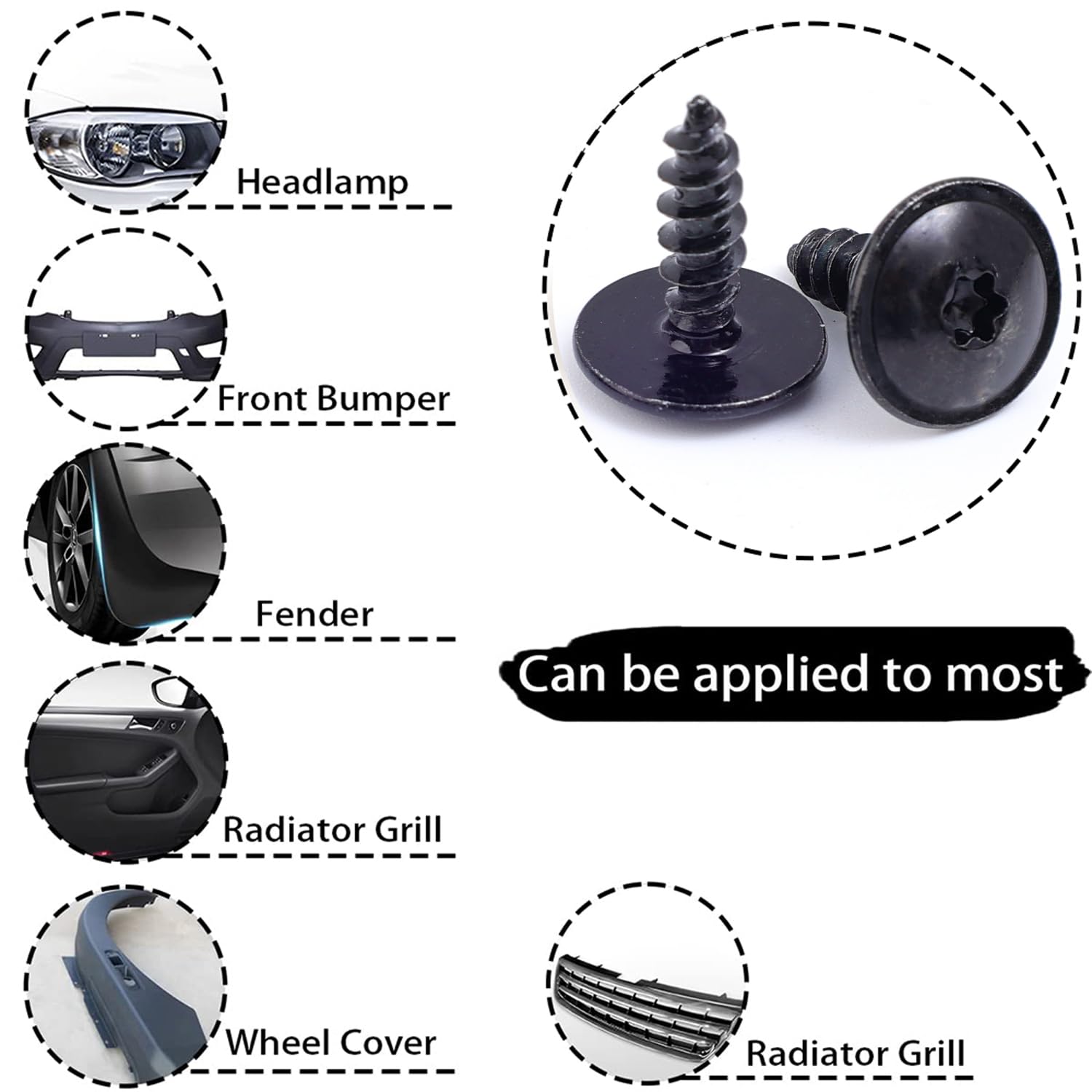 20 PCS Metal Self-Tapping Screws Designed for Audi Porsche Volkswagen Automotive Repairing Screws Multifunction Fastener Accessories 1.9 * 1.4cm