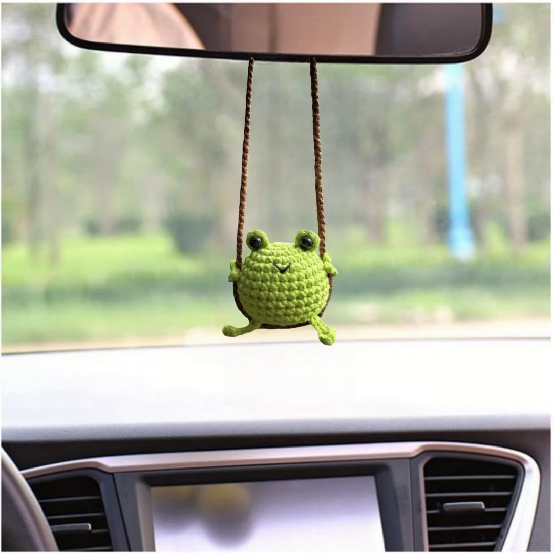 Vansolinne Cute Car Accessories Crochet Hanging Basket