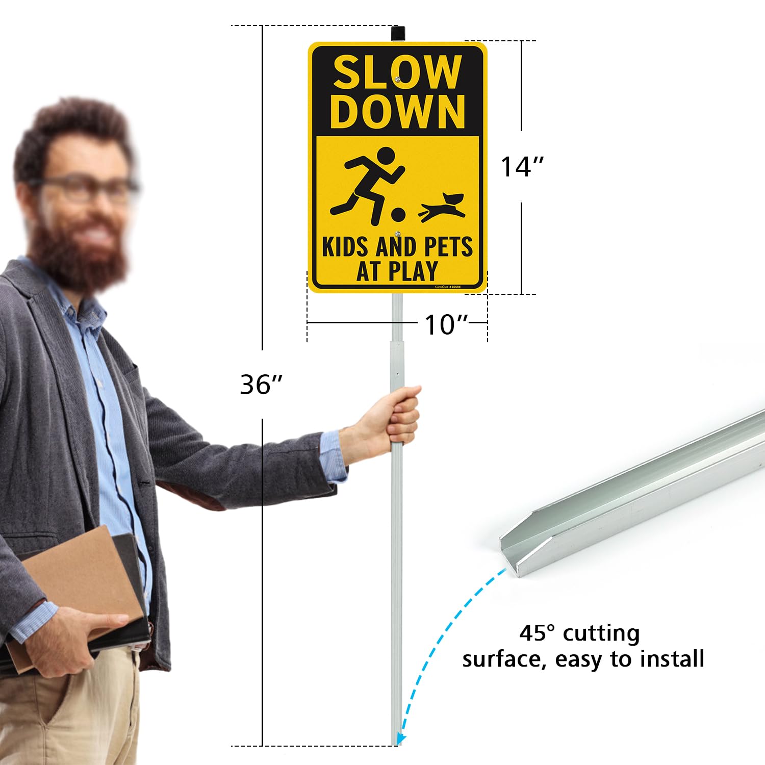 GicnKeuz Slow Down Metal Sign with 36