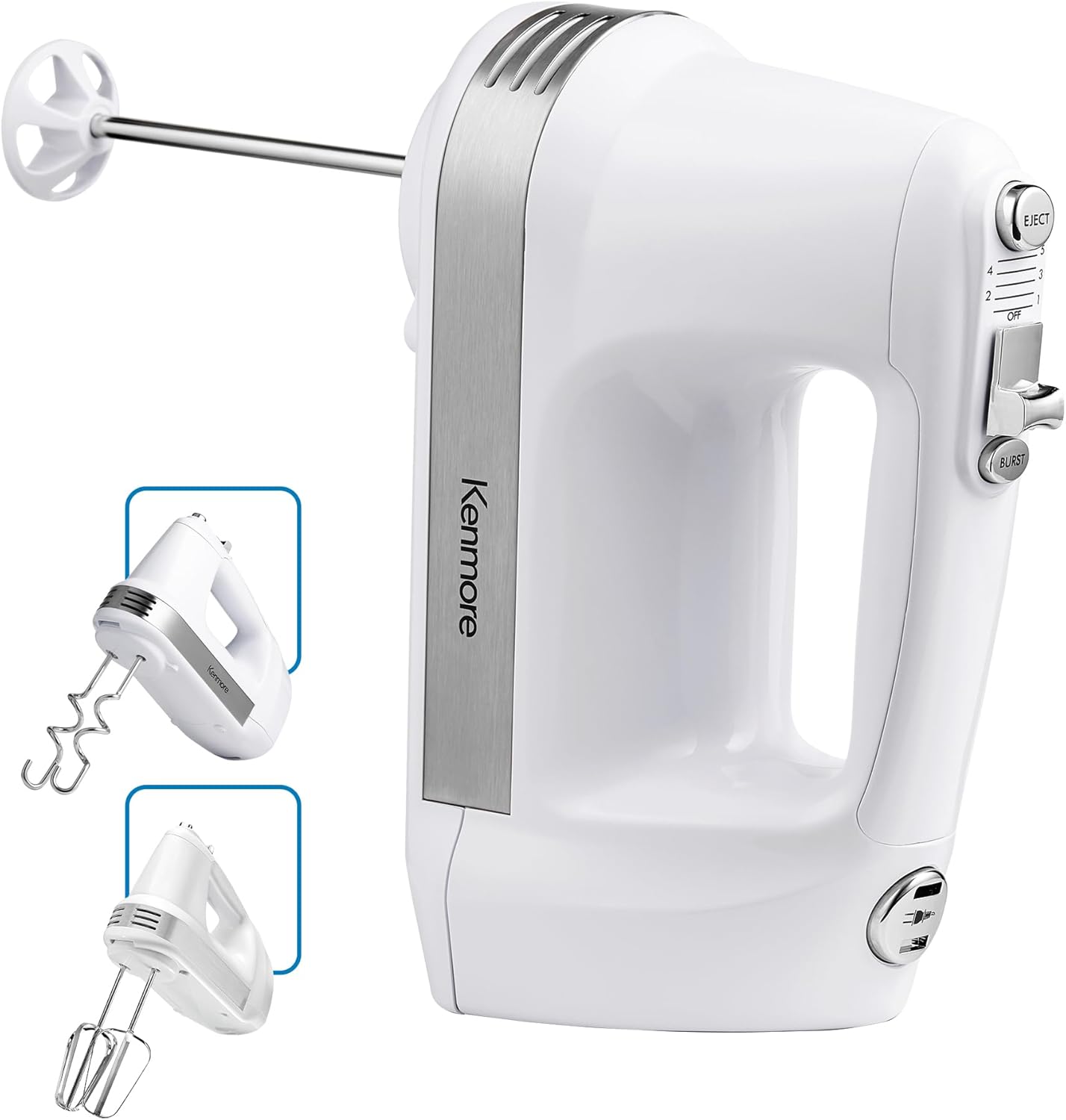 Kenmore Electric Hand Mixer - Case Batidora De Mano Kitchen 5 Speed Handheld Blender With Whisk, Beater, Dough Hook, Attachments Storage, Turbo Boost, Appliance For Cake Mix, Eggs, Whipping Cream