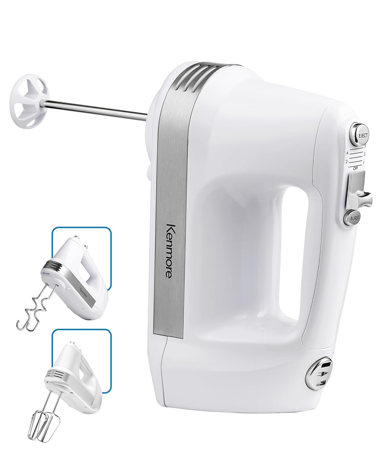 Kenmore Electric Hand Mixer 5 Speed Handheld Blender Electric Egg Beater with Whisk Beater Dough Hooks Storage Case
