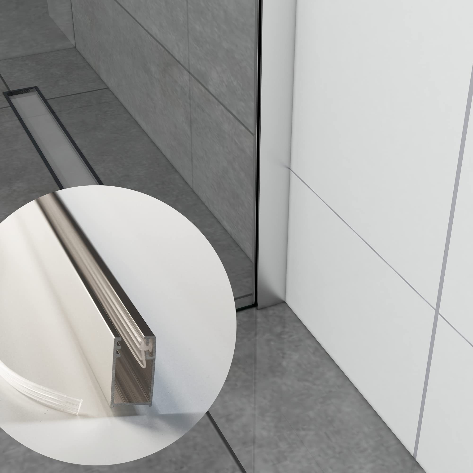 WITEN&NOCK Wandanschlussprofil aus Aluminium für Dusche Glaswand 6-8 mm schwarz matt (Typ2, 195cm)
