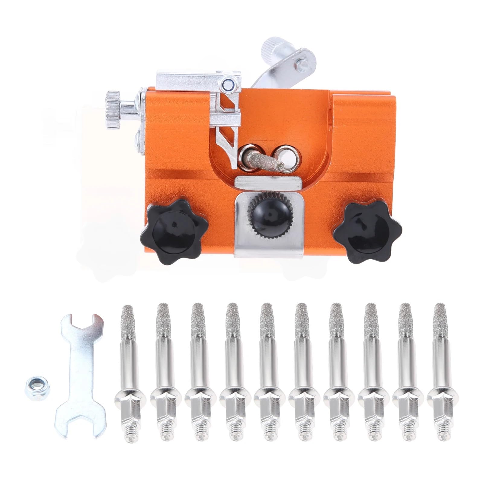 Afilador de motosierra, Kit plantilla sierra portátil, afiladores manivela con 10 cabezales afilado