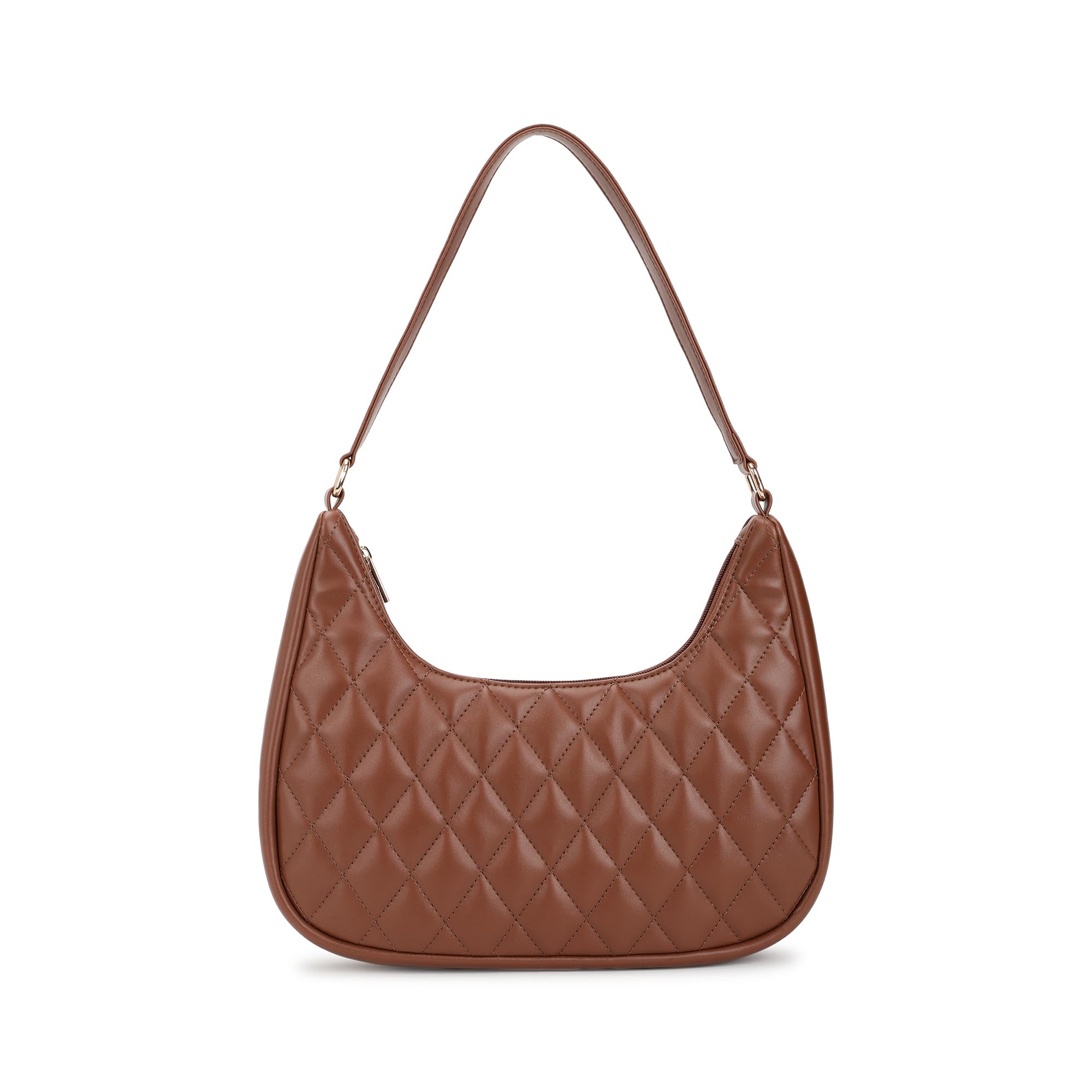 Quilted Crush Shoulder Bag | Faux-Leather Women’s Bag | Zipper Closure with Silver Strap Accents & Utility Pockets | Gifts for Women-image-21