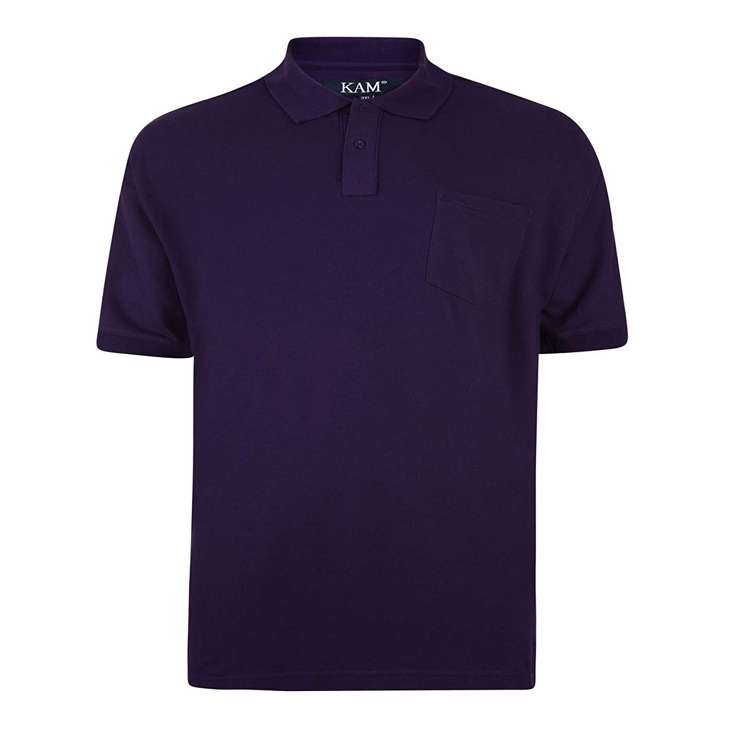 Kam Poly Cotton Soft Fabric Plain Basic Polo Shirt in 8 Colors, Size 2XL to 8XL Purple