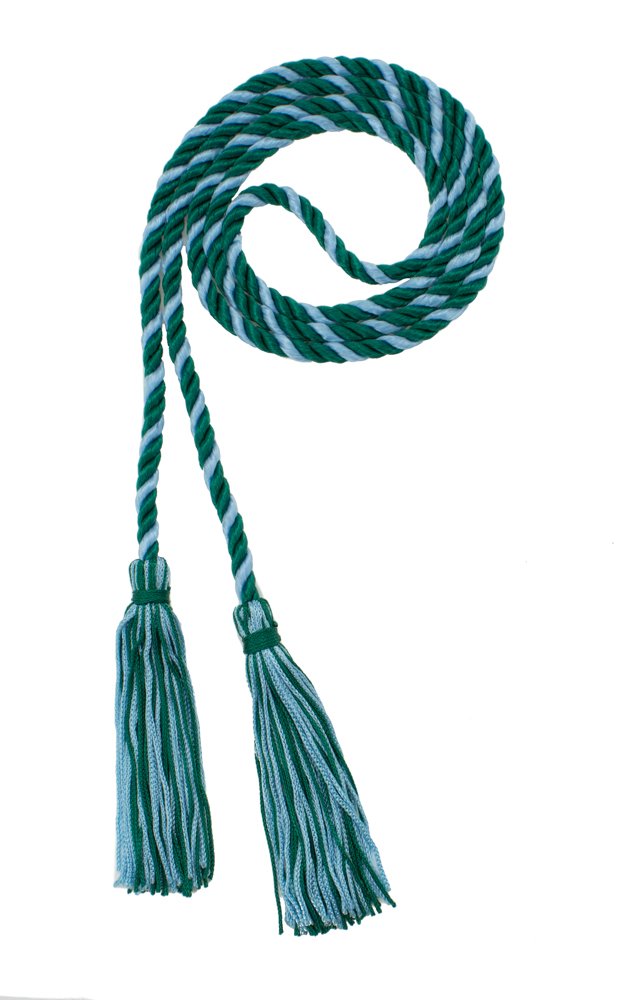 Tassel Depot Graduation Honor Cord - Dark Green/Light Blue - Every School Color Available - Made In Usa