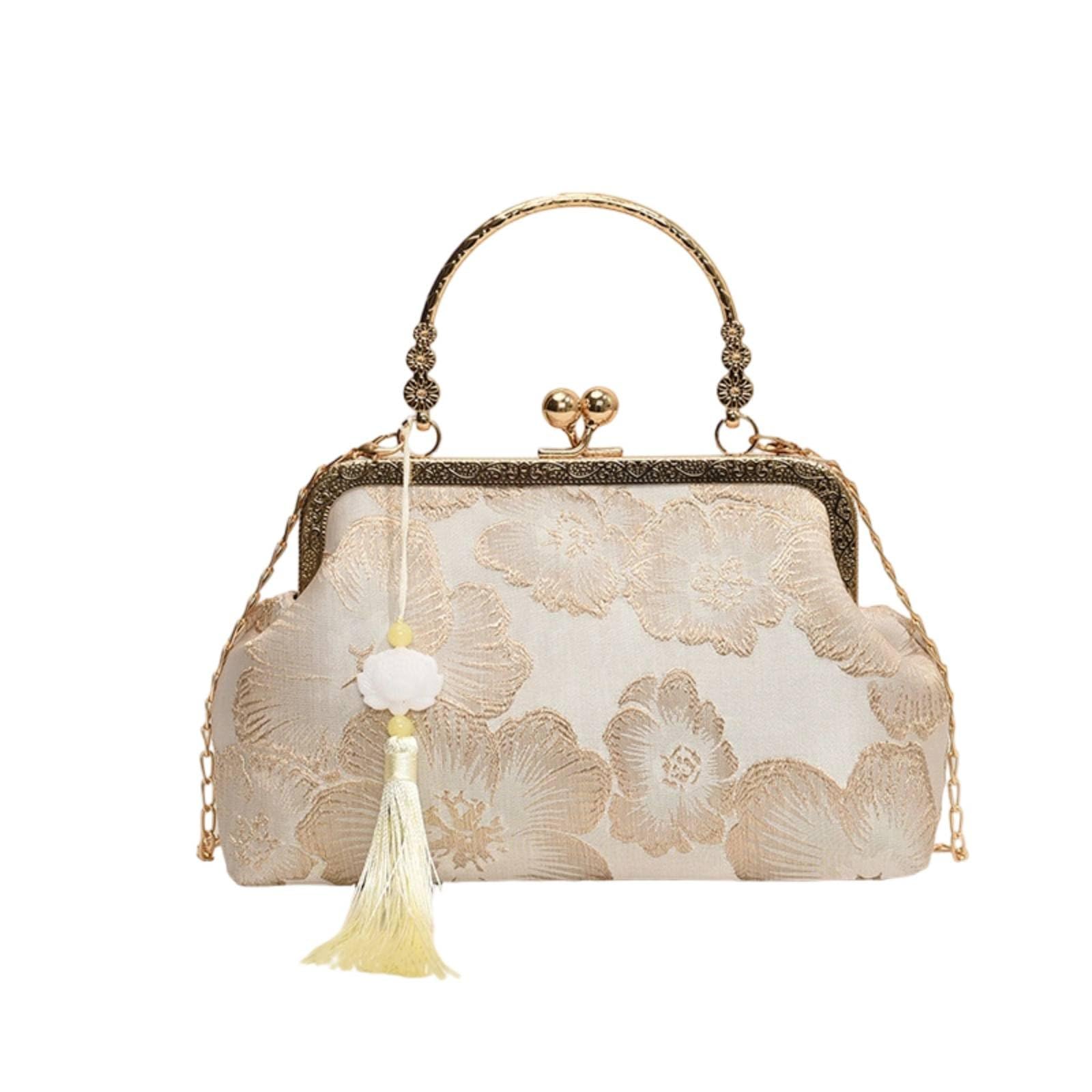 Floral Cheongsam Bag Chinese Design Embroidered Frame Handbag Formal Party Elegant-image-17