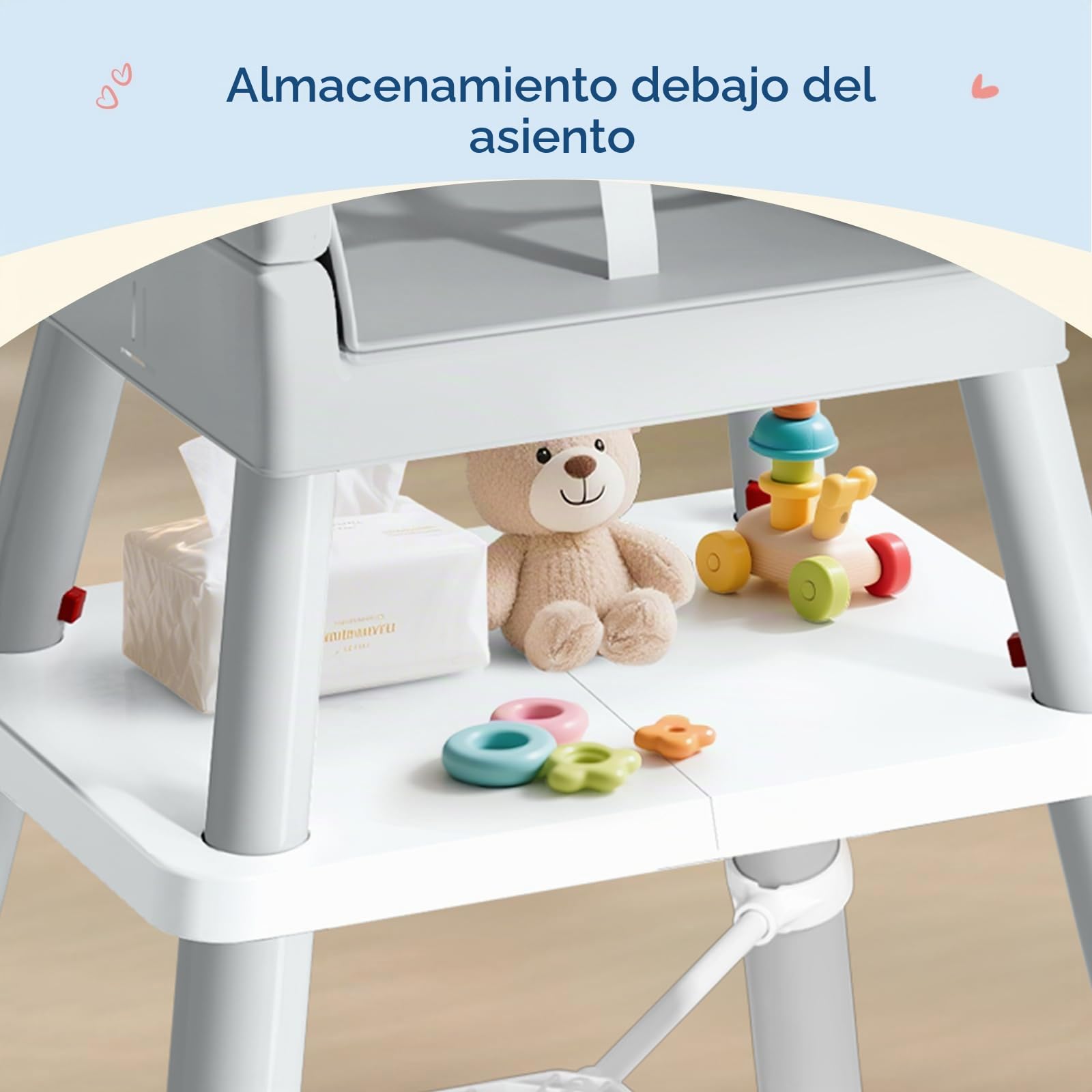 COOSEYA Trona Bebé 6 en 1 Convertible y Plegable, Silla Alta para Bebés y Niños, Trona Evolutiva con Bandeja Desmontable, Arnés de 5 Puntos y Cojín, Silla de Alimentación Portátil (Gris, 6 M - 36M)