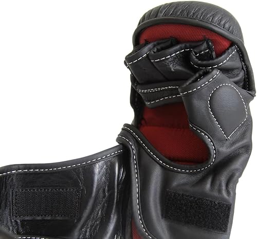 Miniatura 5 de SMAI Guantes híbridos de cuero MMA Sparring cuero de primera calidad para Kickboxing, lucha en jaula, huelga, grappling, artes marciales y