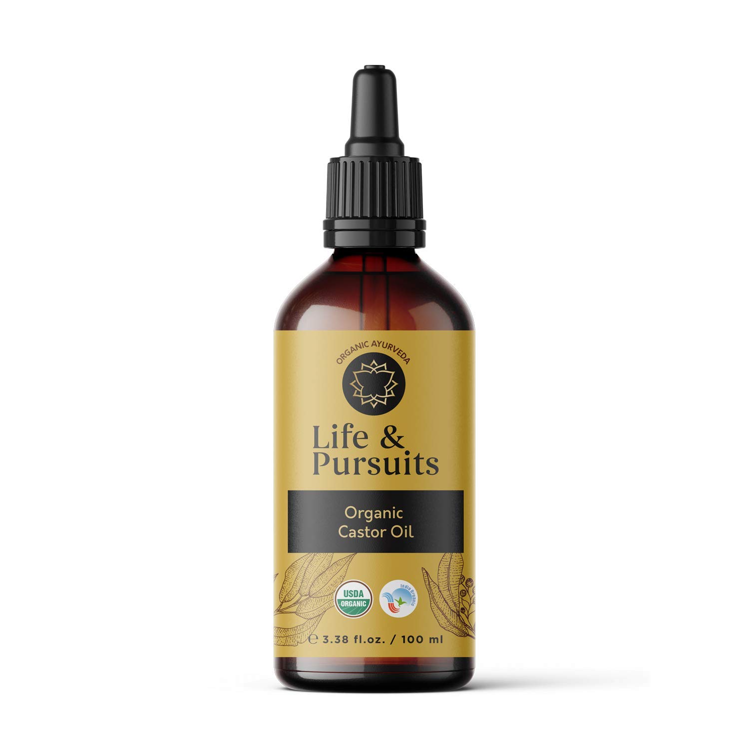 Life & Pursuits Organic Castor Oil (3.38 fl oz) - 100% Pure Hair Growth Oil and Moisturizer for Healthy Hair, Eyelashes, Eyebrows and Skin - USDA Certified Hexane-Free & Cold-Pressed Natural Oil