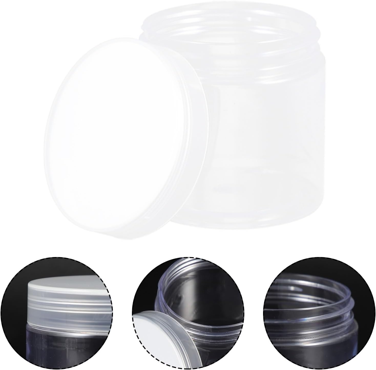 VICASKY 20pcs 200ml Pet Plastic Storage Bottles with Lids Wide Mouth round Food Containers for Cereal Coffee Bean Packing and Kitchen Organization