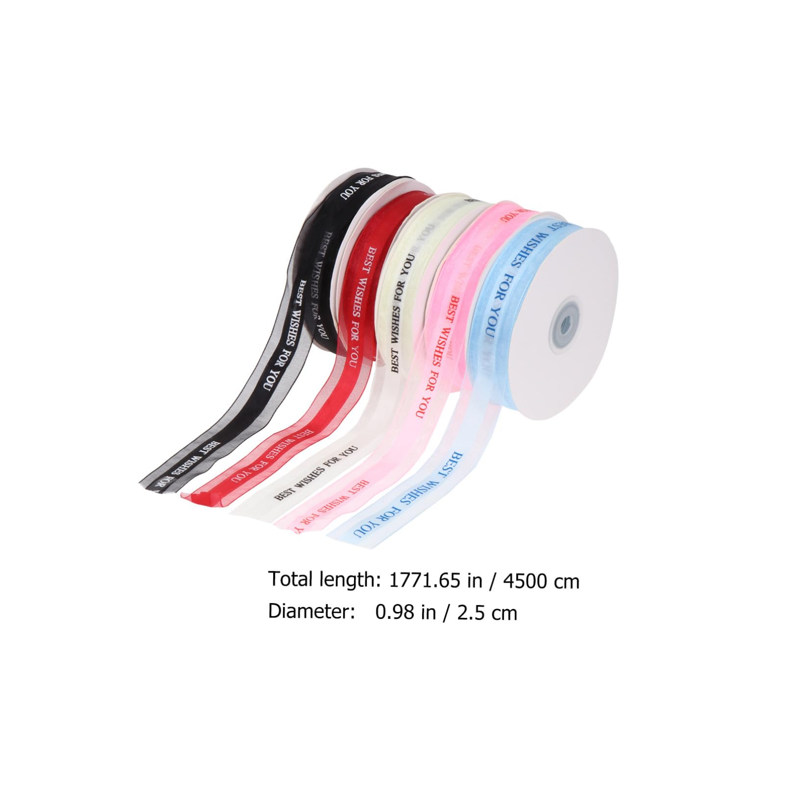 HOMSFOU 5rotoli Nastro Stampato in Organza Motivo Wishes For You per Confezioni Floreali Decorazioni per Ghirlande e Torte Materiale di Morbido e Resistente