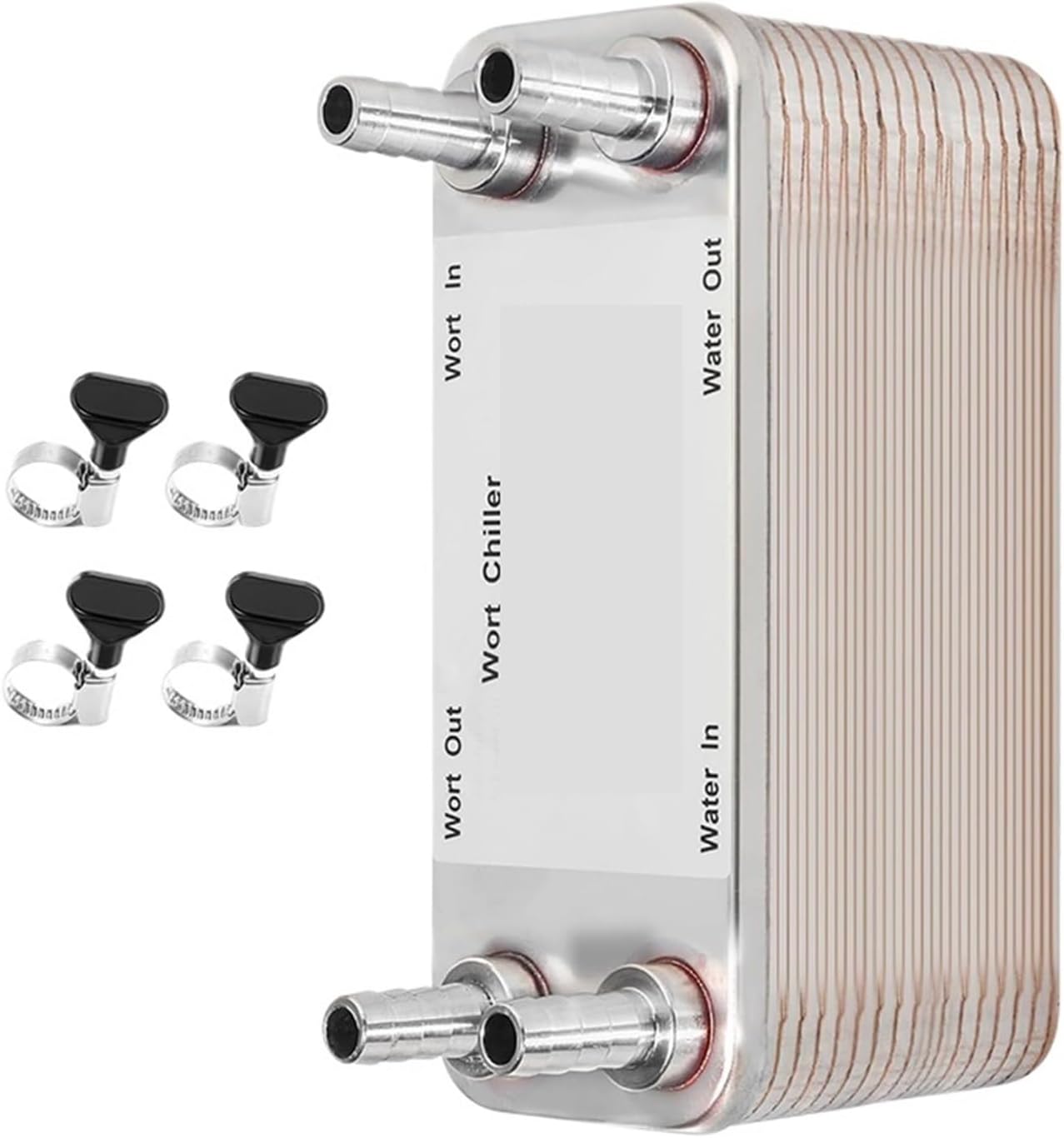 Brazed Plate Heat Exchanger, 40 Plates stainless steel wort chiller homebrew chiller beer cooling coil(Barb)