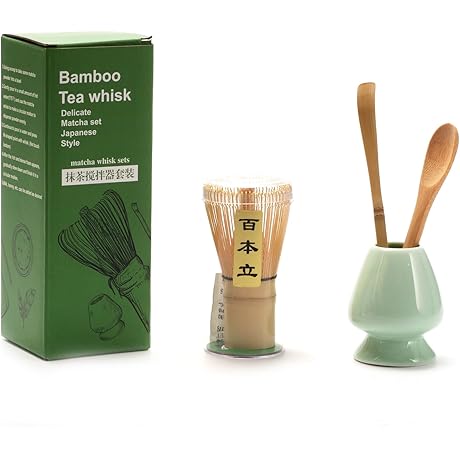 Premium 4-Piece Matcha Whisk and Holder Set