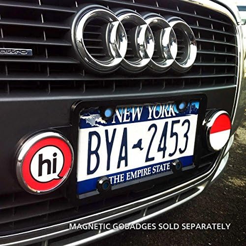 Miniatura 6 de GoBadges MS009 - Soporte magnético para placa de matrícula, con 2 soportes cromados para parrilla, fácil de instalar, resistente a la intemperie y