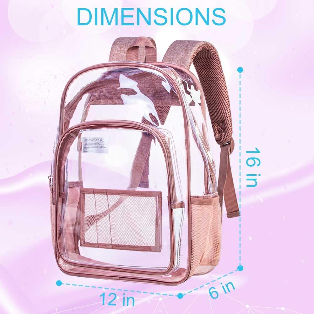 AGSDON Clear Backpack, Heavy Duty Transparent Bookbag, See Through PVC Backpacks for Women Men - Image 4
