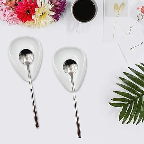Miniatura 4 de KWAGOCAR 4 piezas de soporte para cucharas de café y cuchara de café de cerámica, soporte para cucharas de café, soporte para agitadores de café,