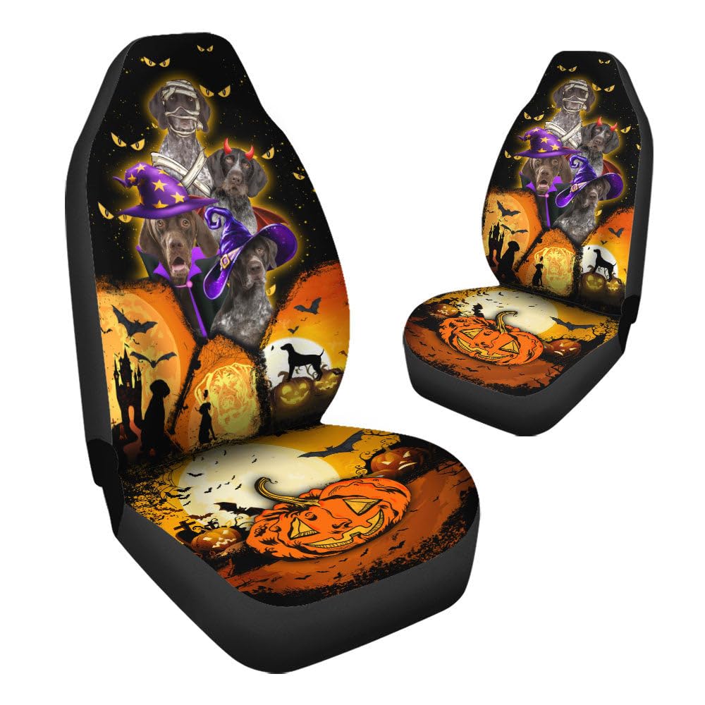 2 Sztuk Straszna dynia Halloween Ochraniacz na Siedzisko Samochodowe dla Niemieckiego Krótkiego Włosa Ochraniacz Samochodu Pokrowce Antypoślizgowe Pokrowce Na Siedzenia Samochodowe do Suv, Pojazdów