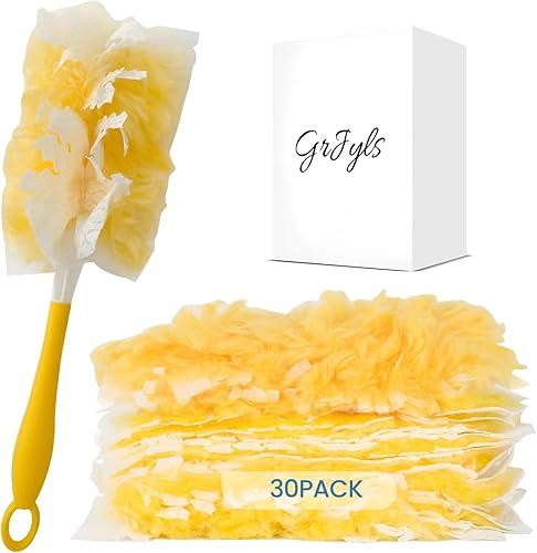 Recambios de plumero a granel compatibles con Swiffer Dusters Swiffer Juego de limpiador de polvo de microfibra, 30 repuestos de plumero y 1 mango
