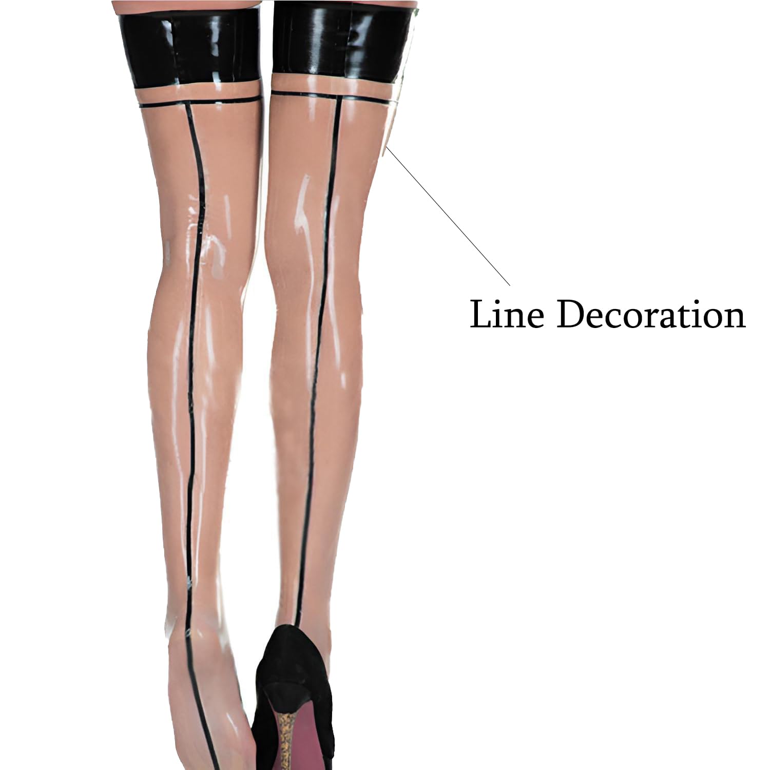 Latex Transparente strümpfe,Gummi Socken mit Schwarze Borte Handgefertigt,Latex Cosplay Mottoparty Club Accessoires