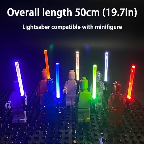 Miniatura 2 de Sable de luz para Lego, accesorios de minifigura, sable de luz LED con USB, compatible con minifigura de Star Wars (mango negro multicolor)