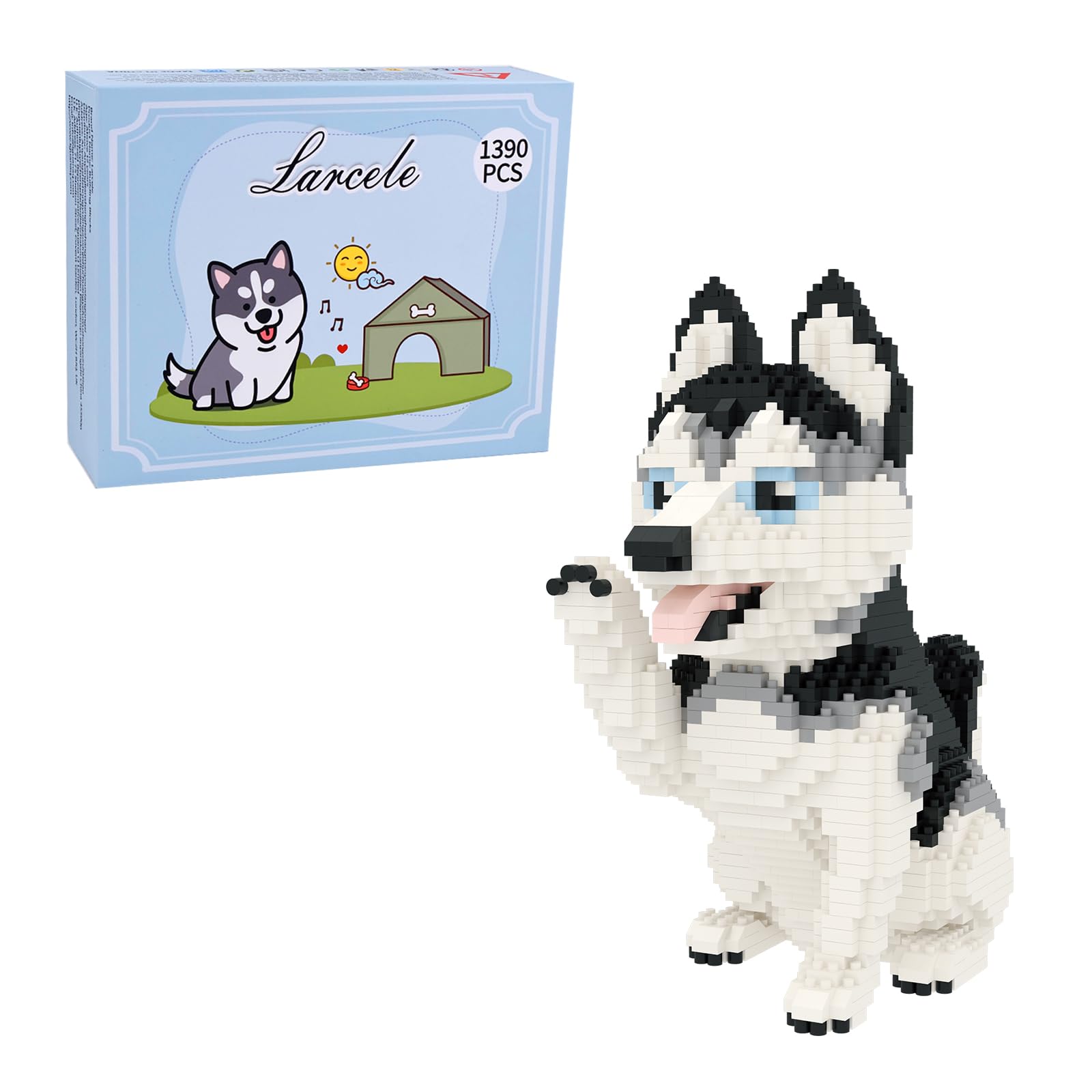 Larcele 1390 Pcs Siberian Husky 2 Dog Micro Blocks Set for Kids 8+ KLJM-02