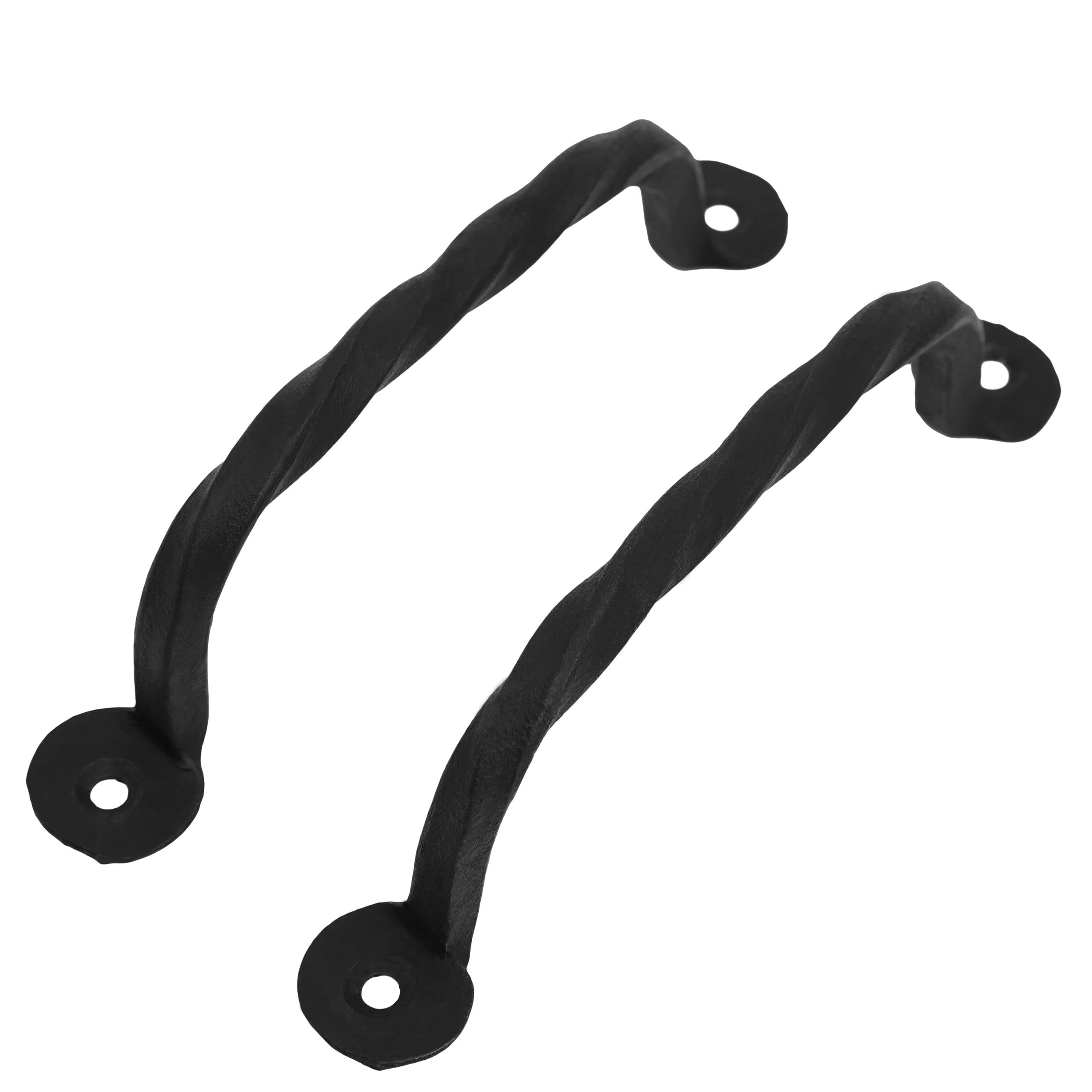 SaKeGa Mystic Colonial Cast Iron Twisted Barn Door Pulls with Narrow Hand Grip, 2-Set, 5 7/16 in Rustic Hardware for Drawers, Closets & Decorative Doors