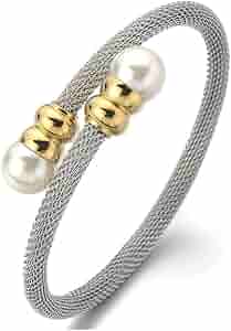 COOLSTEELANDBEYOND Elastico Regolabile, Blu Cavo Intrecciato Braccialetto del Polsino, Bracciale da Uomo Donna, Acciaio Inossidabile Unico
