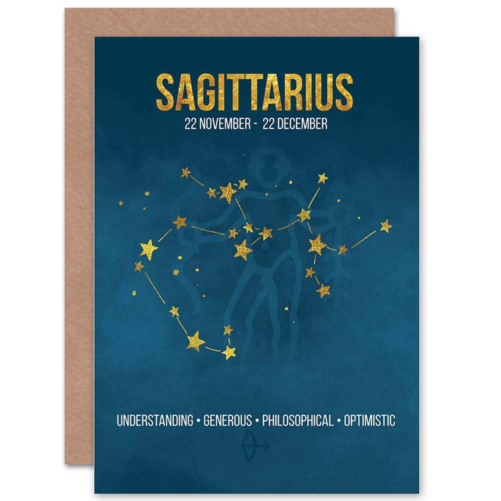 BIRTHDAY CARD - ZODIAC STAR SIGN ASTROLOGY BLUE SAGITTARIUS