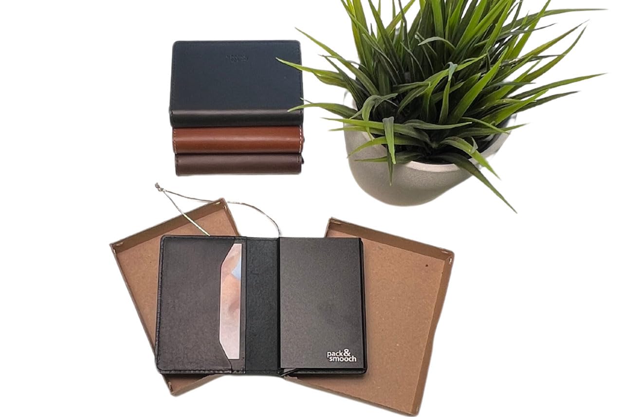 Pack & Smooch Herford Kartenetui Kartenslider Schwarz | Pflanzlich gegerbtes Leder | Aluminium-Slider | Handgefertigt in Deutschland