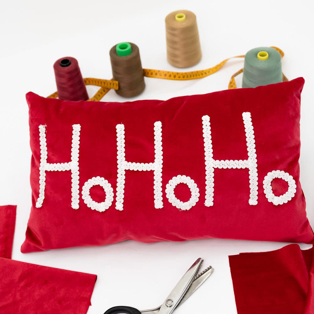 Cojín de Terciopelo con Texto en Relieve HO Fundas de Cojín Decorativo Fundas de Almohada de Navidad, Accesorios Decoración de Navidad para el hogar, sofá Cama, Rojo, 50 x 30 cm
