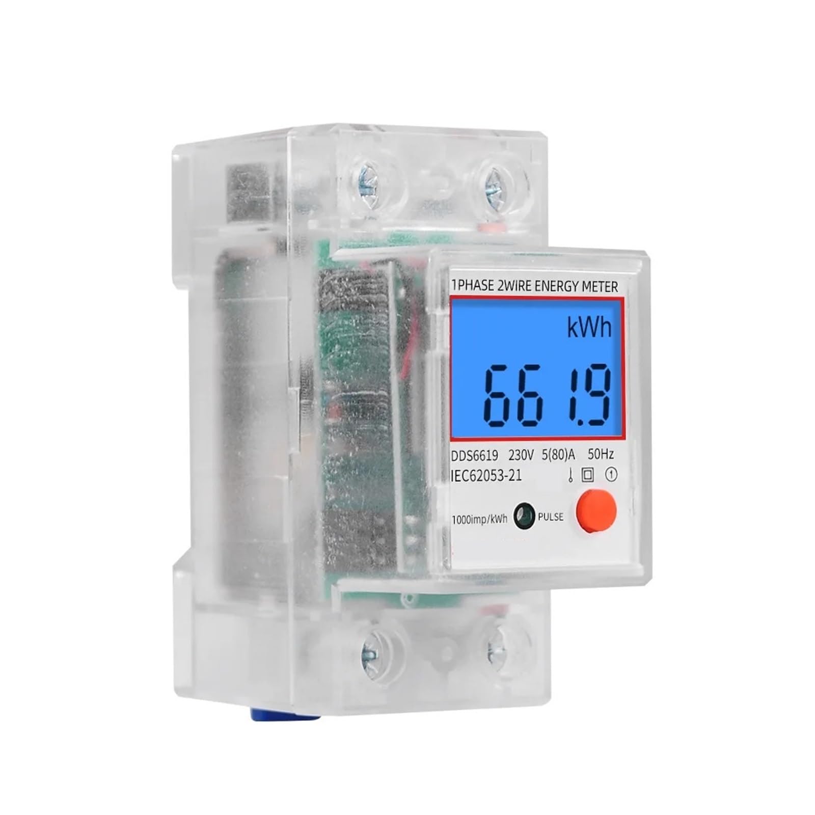 Compteur D'énergie Monophasé À Affichage Numérique LCD, AC 230V, 80a, 2P, Kwh, Consommation D'énergie, Wattmètre Avec Rétro-éclairage