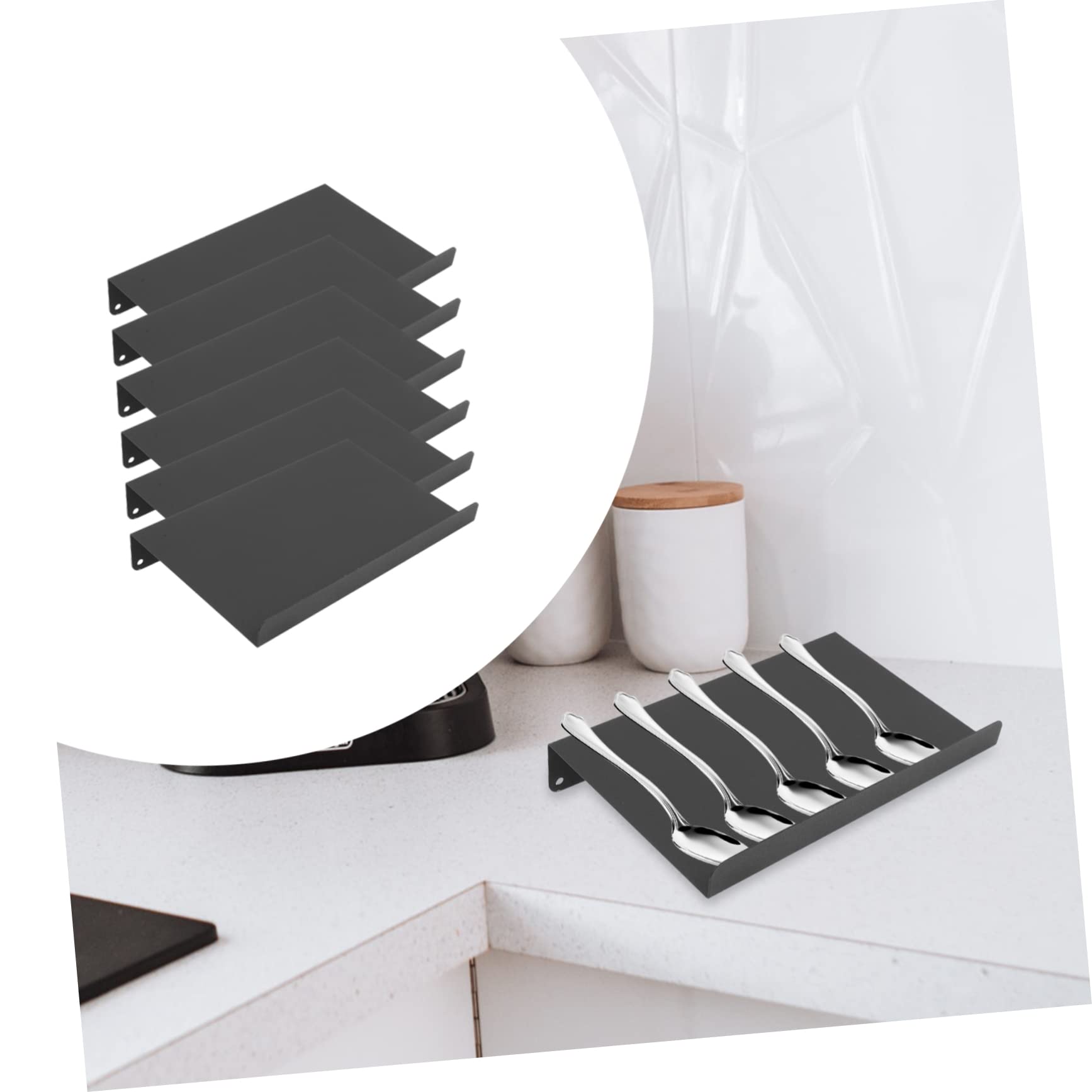 Cabilock Organizador de Cajón para Especias 1 Juego Aluminio Negro