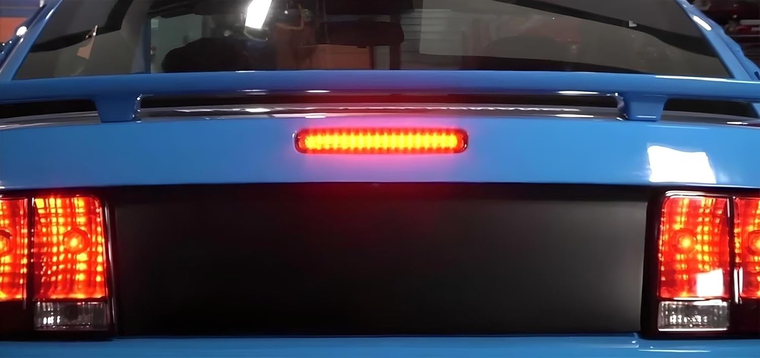 iJDMTOY Smoked Lens Chrome Reflector Full LED 3rd Brake Light Compatible With 2005-2009 Ford Mustang, Powered by 16 Super Bright Red LED Emitters