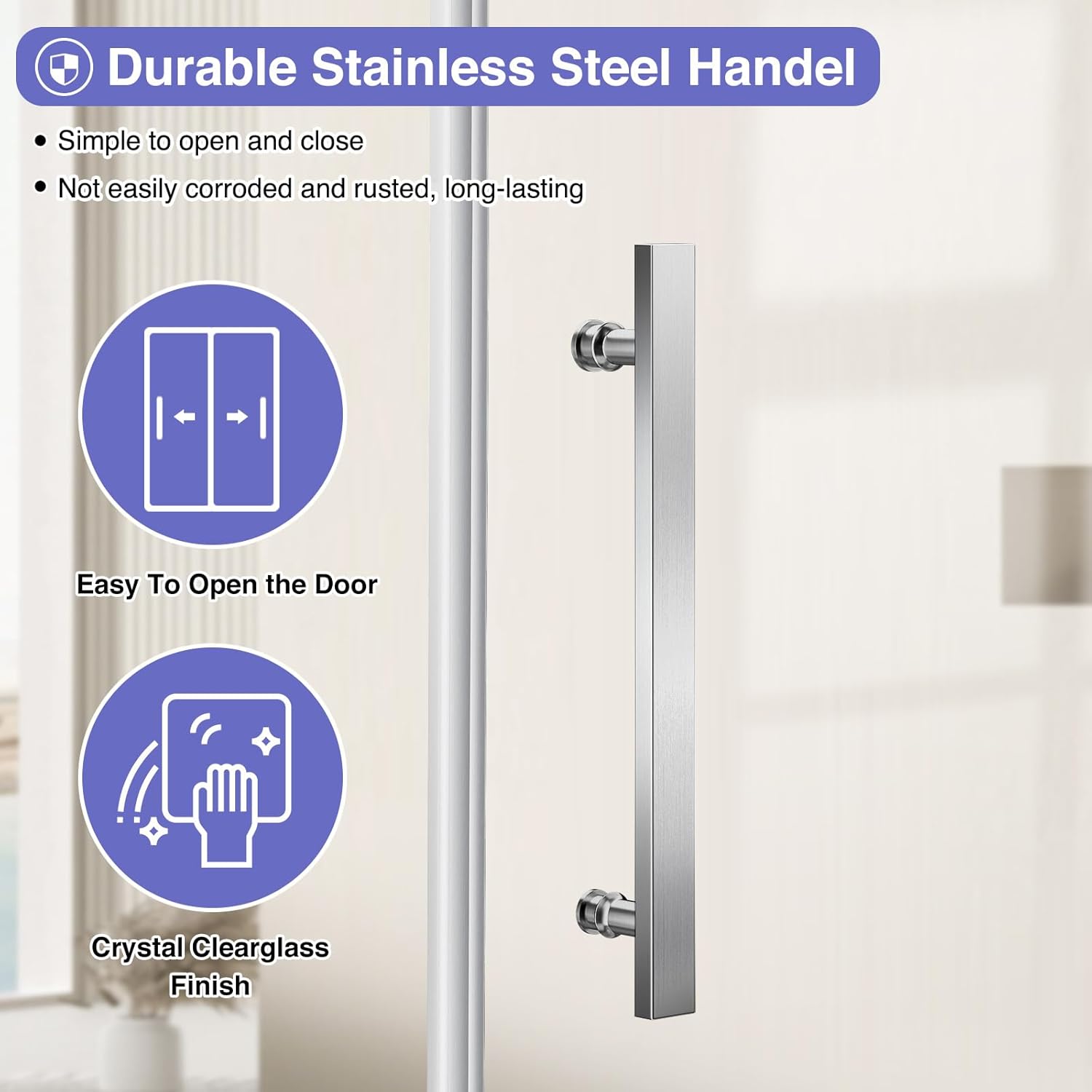 Shower Door,60" W x 76" H Frameless Shower Door,Double Sliding Shower Door with Premium 3/8" (10mm) Thick Tempered Glass, Stainless Steel, Brushed Nickel