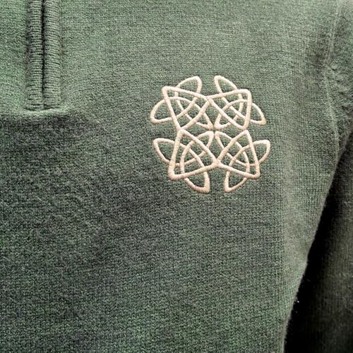 Pull en tricot vert anti-froid style élégant avec nœud celtique