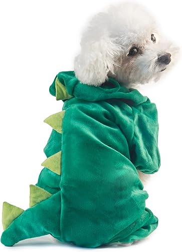 Miniatura 3 de Disfraz de dinosaurio de Halloween para perros pequeños y medianos, color verde (verde, M)